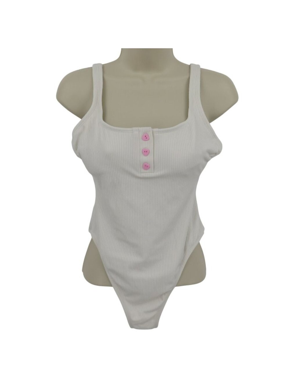 Stoney Clover Lane Target Women Small White Pink Heart Button One Piece Swimsuit